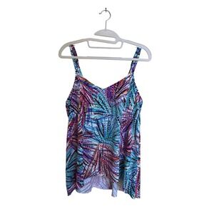 Women's Multicolor Swim Top Tankini Abstract Print Size‎ US 16 UK 18 EU 46